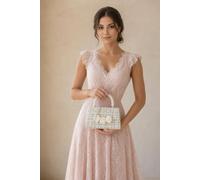 Svnx Tweed Top-Handle Handbag With Pearl Handle And Floral Appliqué In Ivory Ivory