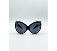 Svnx Ultra Curved Wrap Around Sunglasses In Black Black One Size