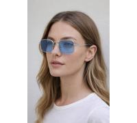 Svnx Vintage Metal Square Sunglasses In Blue Blue