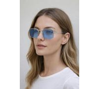 SVNX Vintage Metal Square Sunglasses In Blue - Blue - One Szie