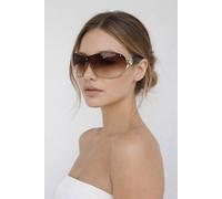Svnx Vintage Rose Wrap Around Sunglasses In Brown Brown