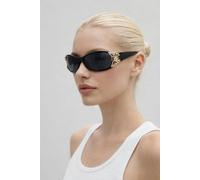 SVNX Vintage Wrap Around With Butterfly Detail Sunglasses In Black - Black - One Szie