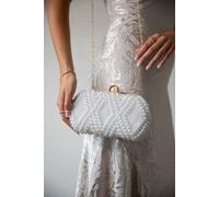 Svnx White Beaded Clutch Bag White