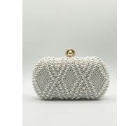 SVNX White Pearl beaded clutch bag - One Size - White