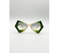 SVNX Women's 2 Tone Angular Sunglasses in Green
