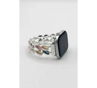 SVNX Women's Apple Watch with Leaf Shaped Strap in Metallic Silver