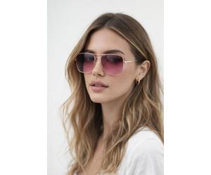 SVNX Women's Aviator Style Square Frame Sunglasses in Gold Pink