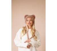 SVNX Women's Beanie With Animal Ears in Beige SVNX Beige One Size