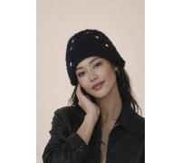 SVNX Women's Beanie with Multicolour Buttons in Black