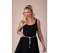 SVNX Women's Bee Pearl Pendant Chain Belt In Silver in White