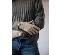 SVNX Women's Beige Crochet Gloves With Pom Pom