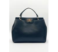 SVNX Women's Black Faux Leather Handbag With Gold Trim