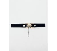 SVNX Women's Black Faux Suede Choker Necklace With Gold Tint Clasp Centre