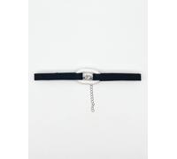 SVNX Women's Black Faux Suede Choker Necklace With White Plastic Charm