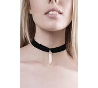 SVNX Women's Black Faux Velvet Choker Necklace with Clear Stone Charm