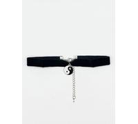 SVNX Women's Black Faux Velvet Choker Necklace with Ying Yang Charm