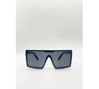 SVNX Women's Black Oversized Flat Top Square Frame Sunglasses