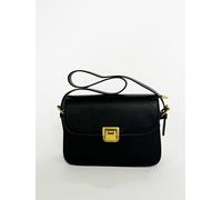 SVNX Women's Black Shoulder Bag with Gold Clasp Fastening