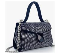 SVNX Women's Black Suede Rhinestone Grab Bag