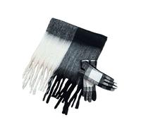 SVNX Women's Black White Check Scarf & Gloves Set SVNX Black One Size