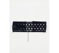 SVNX Women's Black Wide Corded Effect Circular Detail Choker Necklace