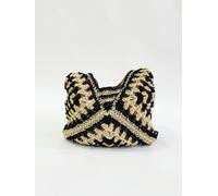 SVNX Women's Black Woven Straw Shoulder Bag SVNX Black One Size
