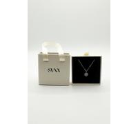 SVNX Women's Blue Crystal Heart Pendant Necklace in Silver - Gift Boxed SVNX Blue One Size