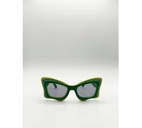 SVNX Women's Bold Butterfly Cat-Eye Sunglasses Green Lime