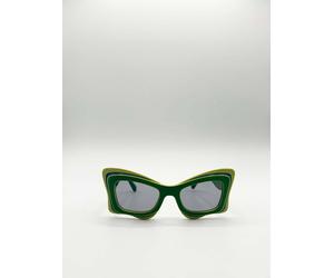 SVNX Women's Bold Butterfly Cat-Eye Sunglasses Green Lime