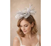 SVNX Women's Bow Feather Fascinator in Silver