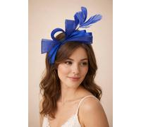 SVNX Women's Bow Shaped Fascinator with Satin Loops & Feathers in Blue