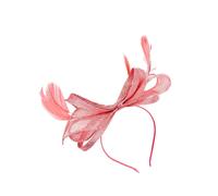 SVNX Women's Bow Shaped Fascinator with Sinamay Curls & Feathers in Pink SVNX Pink One Size
