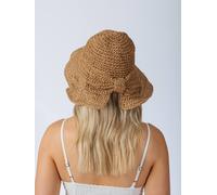 SVNX Women's Bowknot Straw Sun Hat in Beige