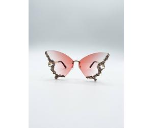 SVNX Women's Butterfly Lens with Crystal Detail in Gradient Pink