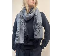 SVNX Women's Butterfly Printed Cashmere Scarf with Tassels in Black SVNX Black One Size