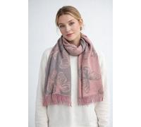 SVNX Women's Butterfly Printed Cashmere Scarf with Tassels in Pink