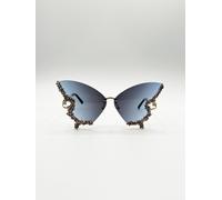SVNX Women's Butterfly Shaped Lens with Crystal Detail in Blue SVNX Blue One Size