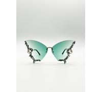 SVNX Women's Butterfly Shaped Lens with Crystal Detail in Green SVNX Green One Size