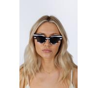 SVNX Women's Cat-Eye Sunglasses in Black White Stripe in Brown