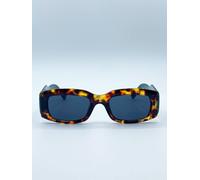 SVNX Women's Chunky Rectangle Sunglasses in Green with Tortoiseshell Arms