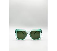 SVNX Women's Clear plastic frame cat eye style sunglasses in Green