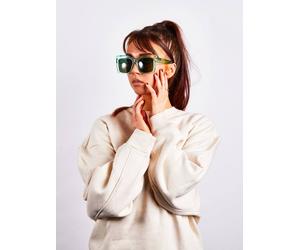 SVNX Women's Clear Plastic Frame Cat Eye Style Sunglasses in Green