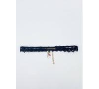 SVNX Women's Corded Lace Scallop Effect Choker With Snowman Pendant in Black