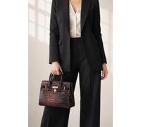 SVNX Women's Croc-Print Handbag in Dark Brown