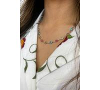 SVNX Women's Crystal Chain Necklace in Multi - Stainless Steel - Gift Boxed in Silver