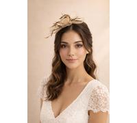 SVNX Women's Crystal Feather Blossom Fascinator & Brooch in Gold