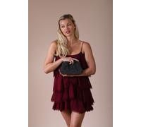 SVNX Women's Crystal Pouch Clutch Bag in Black SVNX Black One Size