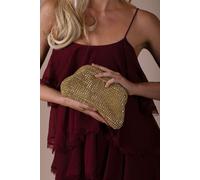 SVNX Women's Crystal Pouch Clutch Bag in Gold SVNX Gold One Size