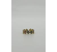 SVNX Women's Diamante Clover Ring in Gold