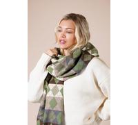 SVNX Women's Diamond Checked Scarf in Khaki SVNX Khaki One Size